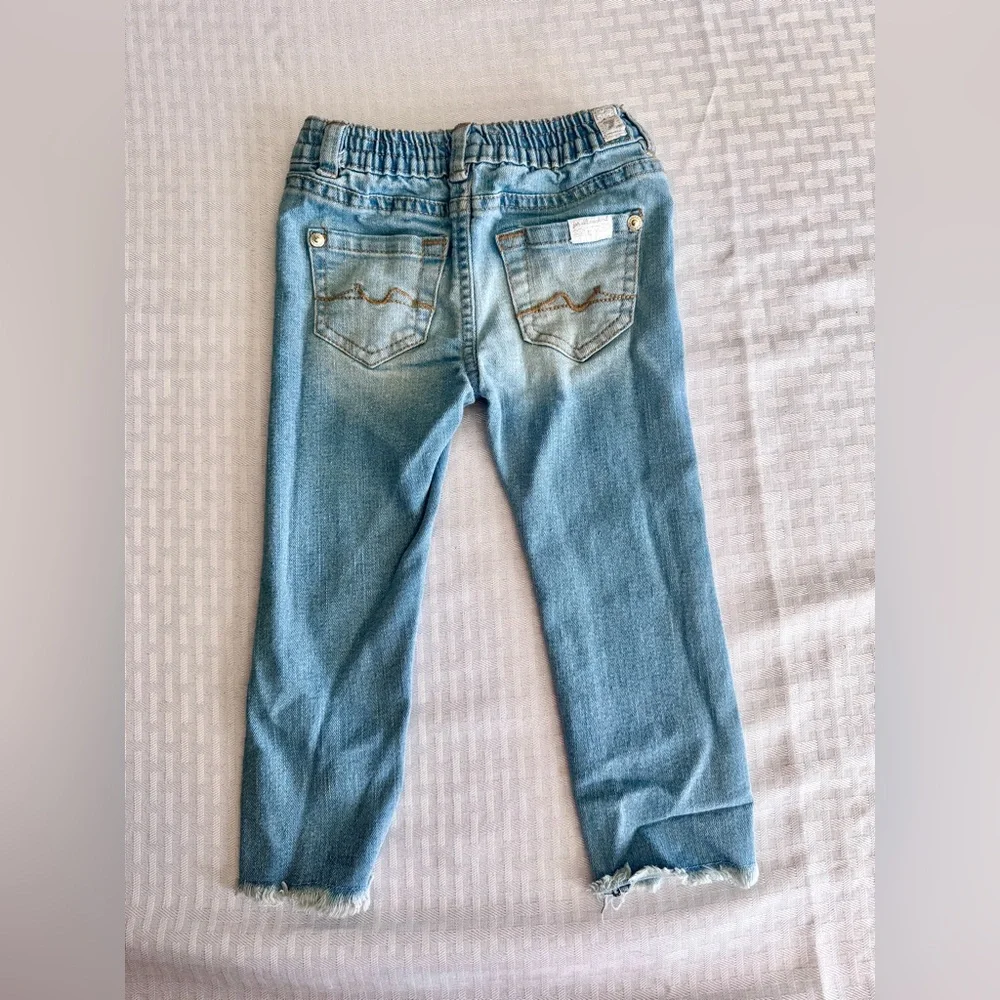 Seven7 Seven For All Mankind Toddler Jeans 24M‎ Light Wash Stretch Denim Raw Hem